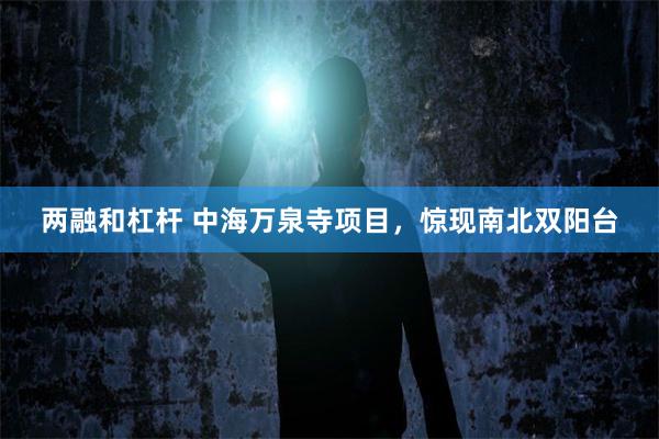 两融和杠杆 中海万泉寺项目，惊现南北双阳台