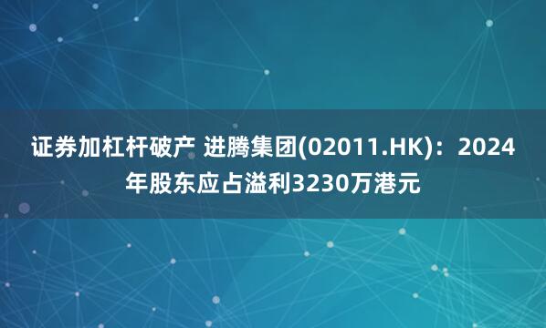 证券加杠杆破产 进腾集团(02011.HK)：2024年股东应占溢利3230万港元