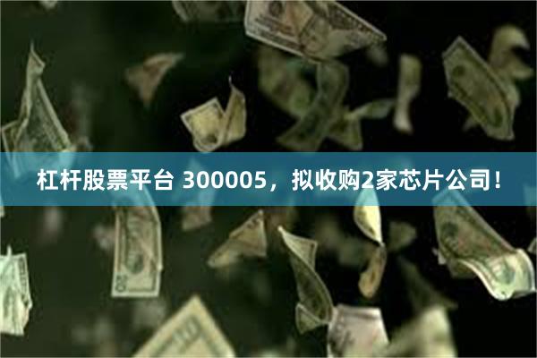杠杆股票平台 300005,拟收购2家芯片公司!