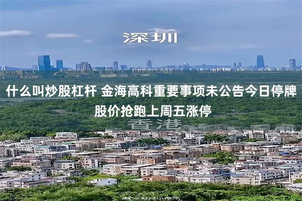 什么叫炒股杠杆 金海高科重要事项未公告今日停牌 股价抢跑上周五涨停